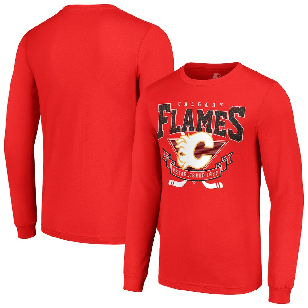 Calgary Flames Starter Team Logo Graphic Long Sleeve T-Shirt - Red T-shirts