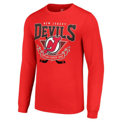 New Jersey Devils Starter Team Logo Graphic Long Sleeve T-Shirt - Red T-shirts