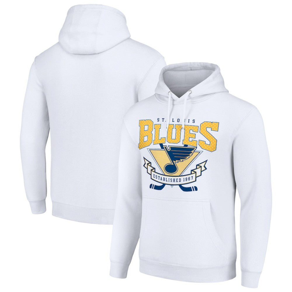 St. Louis Blues Starter Team Logo Graphic Fleece Tri-Blend Pullover Hoodie - White Hoodies