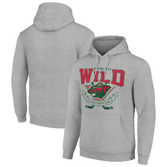 Minnesota Wild Starter Team Logo Graphic Fleece Tri-Blend Pullover Hoodie - Heather Gray Hoodies