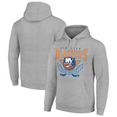 New York Islanders Starter Team Logo Graphic Fleece Tri-Blend Pullover Hoodie - Heather Gray Hoodies