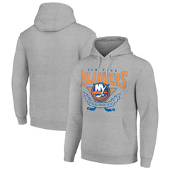 New York Islanders Starter Team Logo Graphic Fleece Tri-Blend Pullover Hoodie - Heather Gray Hoodies