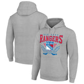 New York Rangers Starter Team Logo Graphic Fleece Tri-Blend Pullover Hoodie - Heather Gray Hoodies