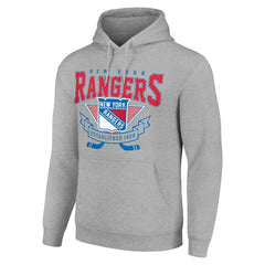 New York Rangers Starter Team Logo Graphic Fleece Tri-Blend Pullover Hoodie - Heather Gray Hoodies
