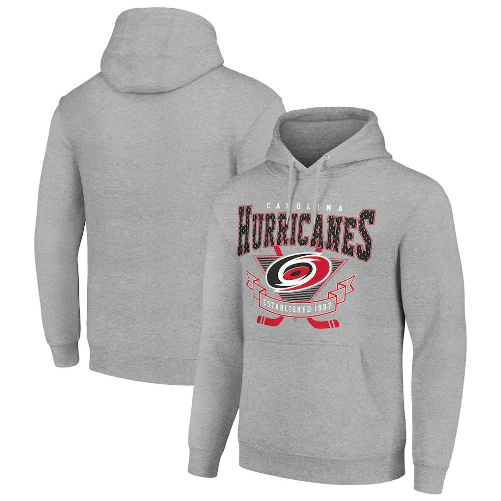 Carolina Hurricanes Starter Team Logo Graphic Fleece Tri-Blend Pullover Hoodie - Heather Gray Hoodies