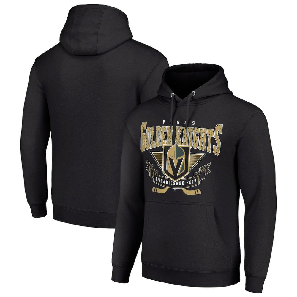Vegas Golden Knights Starter Team Logo Graphic Fleece Tri-Blend Pullover Hoodie - Black Hoodies