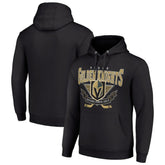 Vegas Golden Knights Starter Team Logo Graphic Fleece Tri-Blend Pullover Hoodie - Black Hoodies