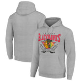 Chicago Blackhawks Starter Team Logo Graphic Fleece Tri-Blend Pullover Hoodie - Heather Gray Hoodies