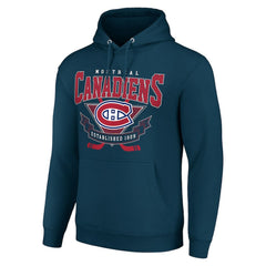 Montreal Canadiens Starter Team Logo Graphic Fleece Tri-Blend Pullover Hoodie - Navy Hoodies