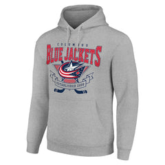 Columbus Blue Jackets Starter Team Logo Graphic Fleece Tri-Blend Pullover Hoodie - Heather Gray Hoodies