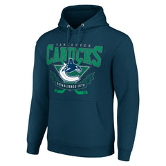 Vancouver Canucks Starter Team Logo Graphic Fleece Tri-Blend Pullover Hoodie - Navy Hoodies
