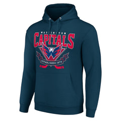 Washington Capitals Starter Team Logo Graphic Fleece Tri-Blend Pullover Hoodie - Navy Hoodies