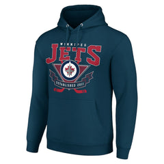 Winnipeg Jets Starter Team Logo Graphic Fleece Tri-Blend Pullover Hoodie - Navy Hoodies