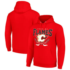 Calgary Flames Starter Team Logo Graphic Fleece Tri-Blend Pullover Hoodie - Red Hoodies