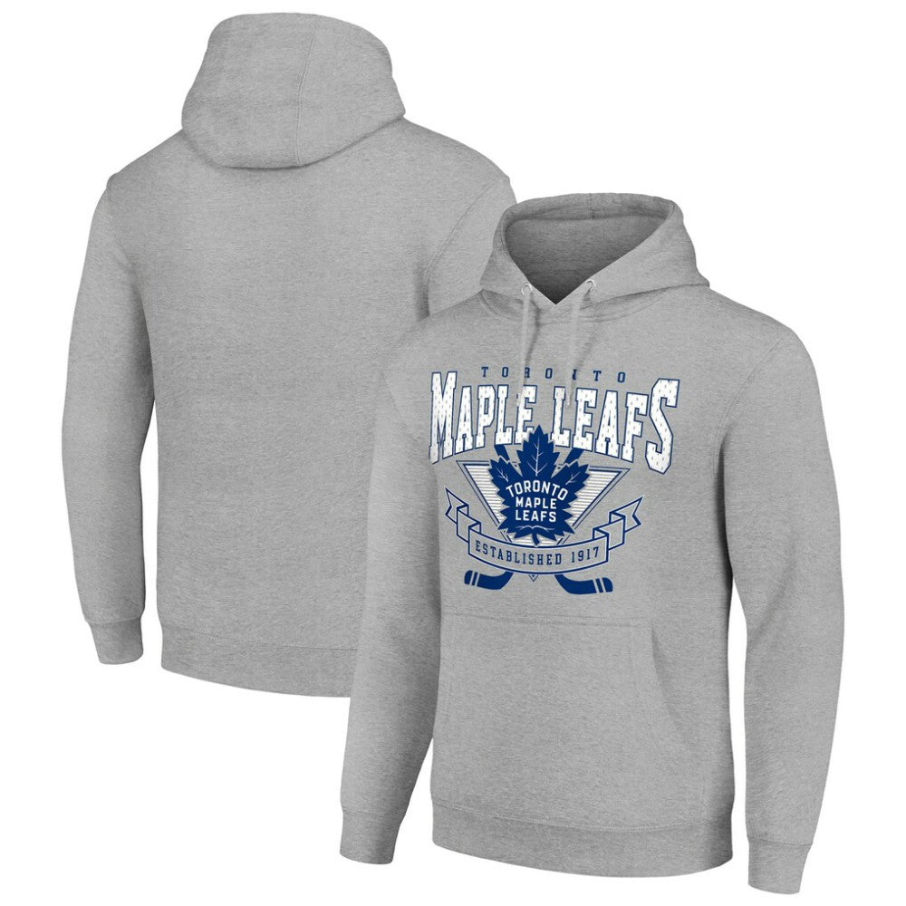 Toronto Maple Leafs Starter Team Logo Graphic Fleece Tri-Blend Pullover Hoodie - Heather Gray Hoodies