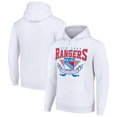 New York Rangers Starter Team Logo Graphic Fleece Tri-Blend Pullover Hoodie - White Hoodies