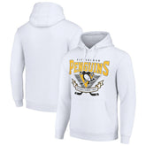 Pittsburgh Penguins Starter Team Logo Graphic Fleece Tri-Blend Pullover Hoodie - White Hoodies