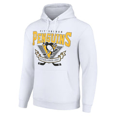 Pittsburgh Penguins Starter Team Logo Graphic Fleece Tri-Blend Pullover Hoodie - White Hoodies