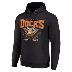 Anaheim Ducks Starter Team Logo Graphic Fleece Tri-Blend Pullover Hoodie - Black Hoodies