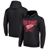 Detroit Red Wings Starter Team Logo Graphic Fleece Tri-Blend Pullover Hoodie - Black Hoodies