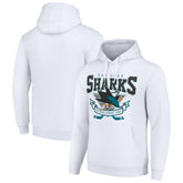 San Jose Sharks Starter Team Logo Graphic Fleece Tri-Blend Pullover Hoodie - White Hoodies