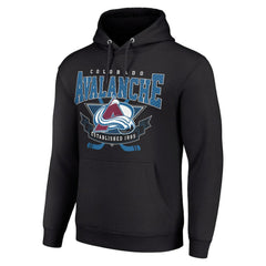 Colorado Avalanche Starter Team Logo Graphic Fleece Tri-Blend Pullover Hoodie - Black Hoodies