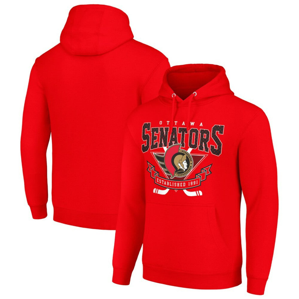 Ottawa Senators Starter Team Logo Graphic Fleece Tri-Blend Pullover Hoodie - Red Hoodies