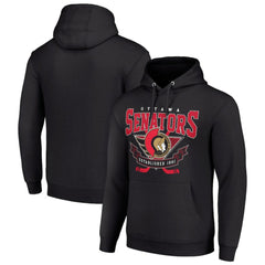 Ottawa Senators Starter Team Logo Graphic Fleece Tri-Blend Pullover Hoodie - Black Hoodies