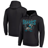 San Jose Sharks Starter Team Logo Graphic Fleece Tri-Blend Pullover Hoodie - Black Hoodies