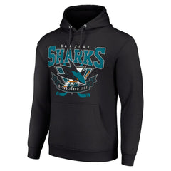 San Jose Sharks Starter Team Logo Graphic Fleece Tri-Blend Pullover Hoodie - Black Hoodies