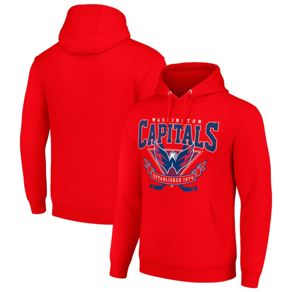 Washington Capitals Starter Team Logo Graphic Fleece Tri-Blend Pullover Hoodie - Red Hoodies