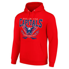 Washington Capitals Starter Team Logo Graphic Fleece Tri-Blend Pullover Hoodie - Red Hoodies