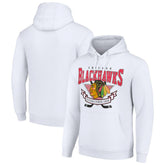 Chicago Blackhawks Starter Team Logo Graphic Fleece Tri-Blend Pullover Hoodie - White Hoodies