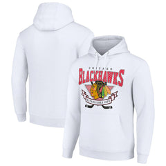 Chicago Blackhawks Starter Team Logo Graphic Fleece Tri-Blend Pullover Hoodie - White Hoodies