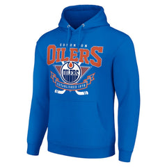 Edmonton Oilers Starter Team Logo Graphic Fleece Tri-Blend Pullover Hoodie - Royal Hoodies