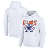 Edmonton Oilers Starter Team Logo Graphic Fleece Tri-Blend Pullover Hoodie - White Hoodies