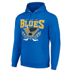 St. Louis Blues Starter Team Logo Graphic Fleece Tri-Blend Pullover Hoodie - Blue Hoodies
