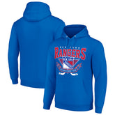 New York Rangers Starter Team Logo Graphic Fleece Tri-Blend Pullover Hoodie - Blue Hoodies