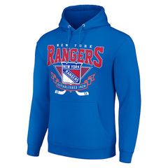 New York Rangers Starter Team Logo Graphic Fleece Tri-Blend Pullover Hoodie - Blue Hoodies