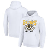 Boston Bruins Starter Team Logo Graphic Fleece Tri-Blend Pullover Hoodie - White Hoodies