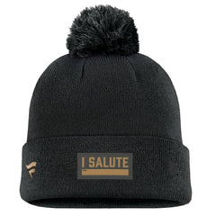 Seattle Kraken Fanatics Military Appreciation Cuffed Knit Hat with Pom - Black Hats