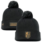 Vegas Golden Knights Fanatics Military Appreciation Cuffed Knit Hat with Pom - Black Hats