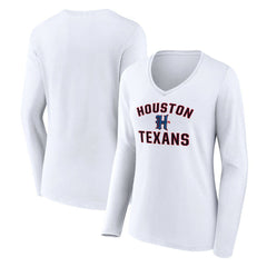 Houston Texans Women's Secondary Logo Victory Arch Long Sleeve V-Neck T-Shirt - White online