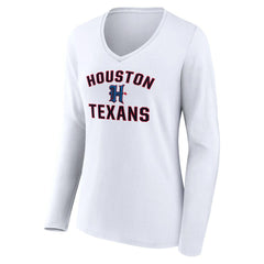 Houston Texans Women's Secondary Logo Victory Arch Long Sleeve V-Neck T-Shirt - White online