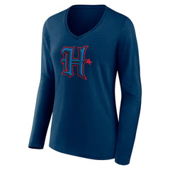 Houston Texans Women's Secondary Logo Long Sleeve V-Neck T-Shirt - Navy cheap