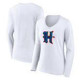 Houston Texans Women's Secondary Logo Long Sleeve V-Neck T-Shirt - White outlet
