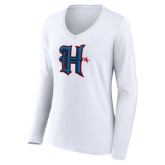 Houston Texans Women's Secondary Logo Long Sleeve V-Neck T-Shirt - White outlet