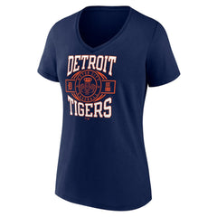 Detroit Tigers Women's Motor City Baseball V-Neck T-Shirt Navy