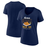 Milwaukee Brewers Women's Cheese Fry V-Neck T-Shirt Navy