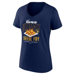 Milwaukee Brewers Women's Cheese Fry V-Neck T-Shirt Navy